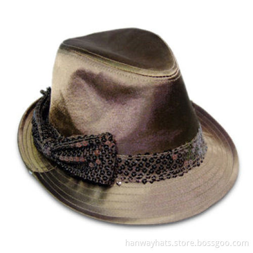 Women's Fashionable Shinny Fedora Hat with Sequins Band and Bow Trim, Customized Colors are Accepted